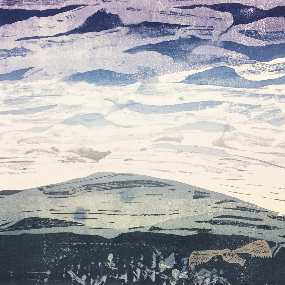 Artwork - Tobermory Calling etched and cut lino Print | Steve Edwards - etched and cut lino