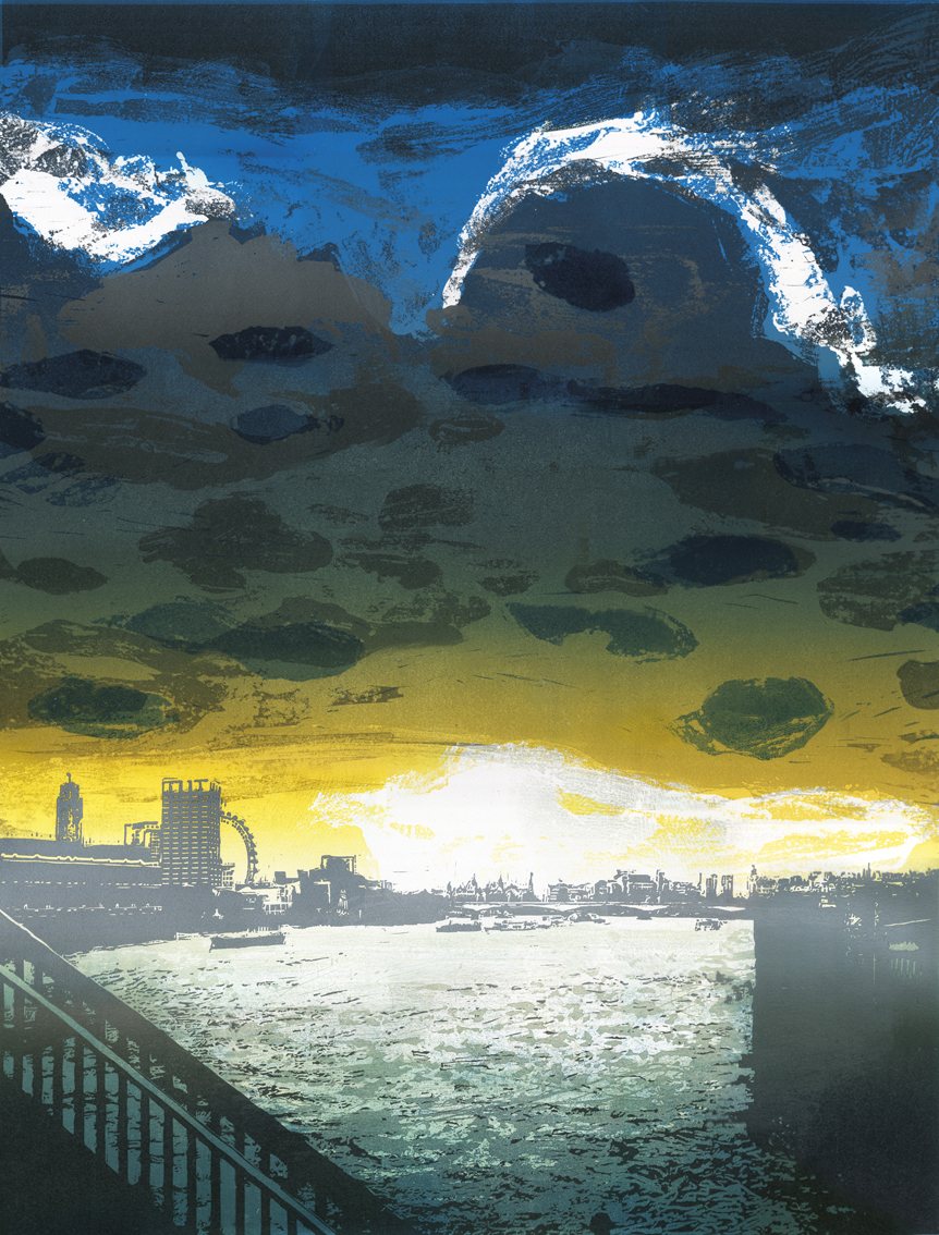 Artwork - Blackfriars - West etched and cut lino Print | Steve Edwards - etched and cut lino